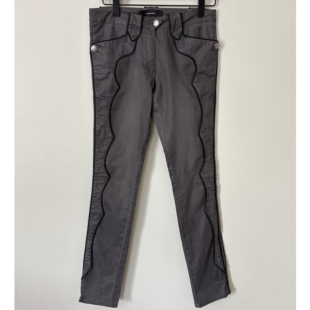 Isabel Marant Ronan Jeans with Western Piping Black Grey 34
